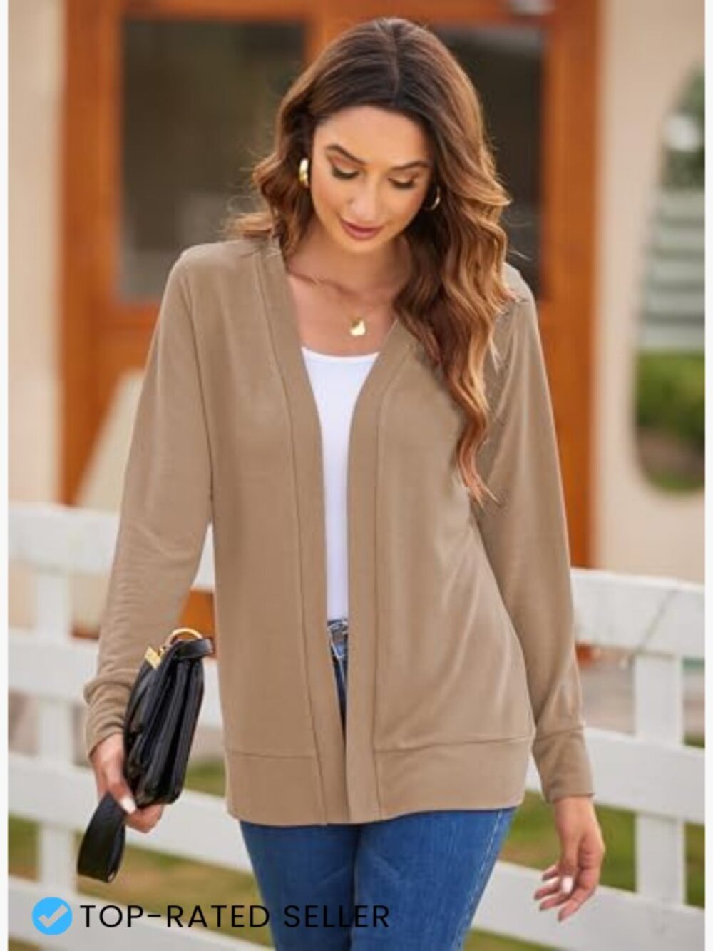 Casual Long Sleeve Cardigan Soft Knit Open Front Lightweight Chic Oversized - Picture 3 of 7